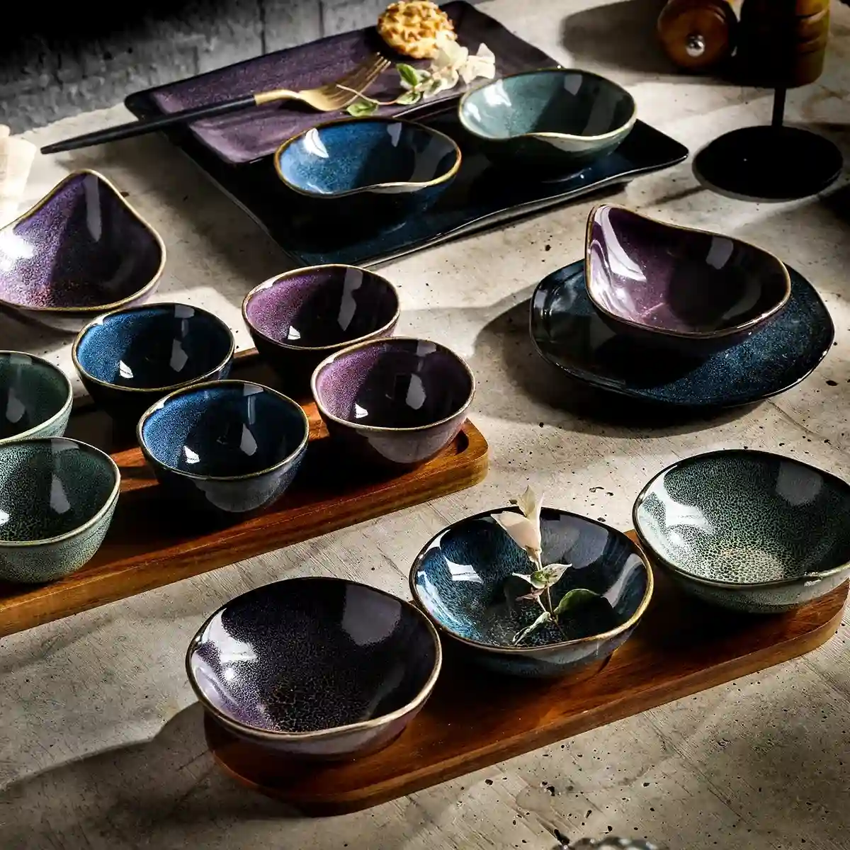 Reaction Glaze Dip Bowls Wholesale, Mini Dessert Plates Bulk-4