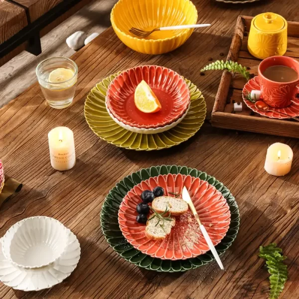Unique Flower Ceramic Dinnerware Bulk, Wholesale Plates and Bowls-1