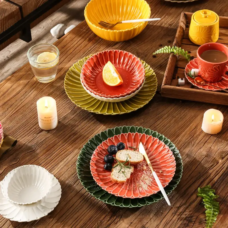 Unique Flower Ceramic Dinnerware Bulk, Wholesale Plates and Bowls-1