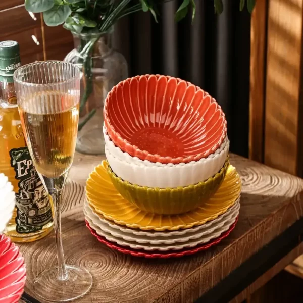Unique Flower Ceramic Dinnerware Bulk, Wholesale Plates and Bowls-3