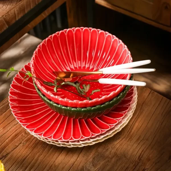 Unique Flower Ceramic Dinnerware Bulk, Wholesale Plates and Bowls-4