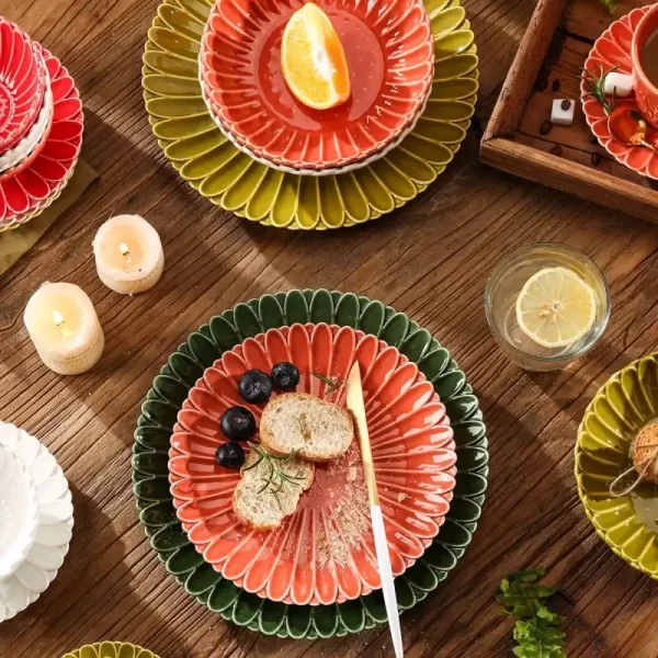 Unique Flower Ceramic Dinnerware Bulk, Wholesale Plates and Bowls-5