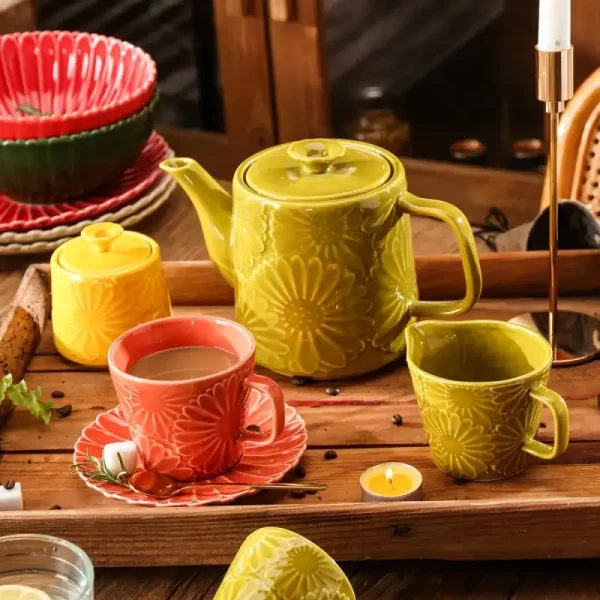 Unique Flower Ceramic Dinnerware Bulk, Wholesale Plates and Bowls-6