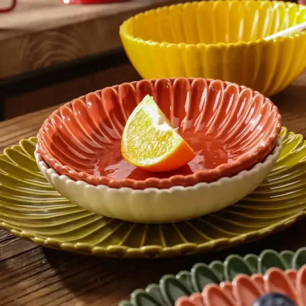 Unique Flower Ceramic Dinnerware Bulk, Wholesale Plates and Bowls-7