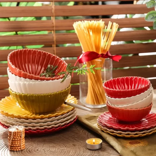 Unique Flower Ceramic Dinnerware Bulk, Wholesale Plates and Bowls-9