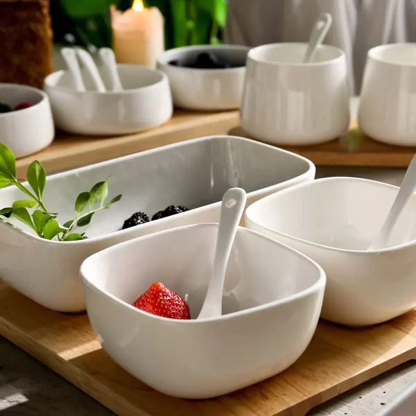 White Ceramic Appetizer Plates Bulk, Wholesale Dessert Plates-2