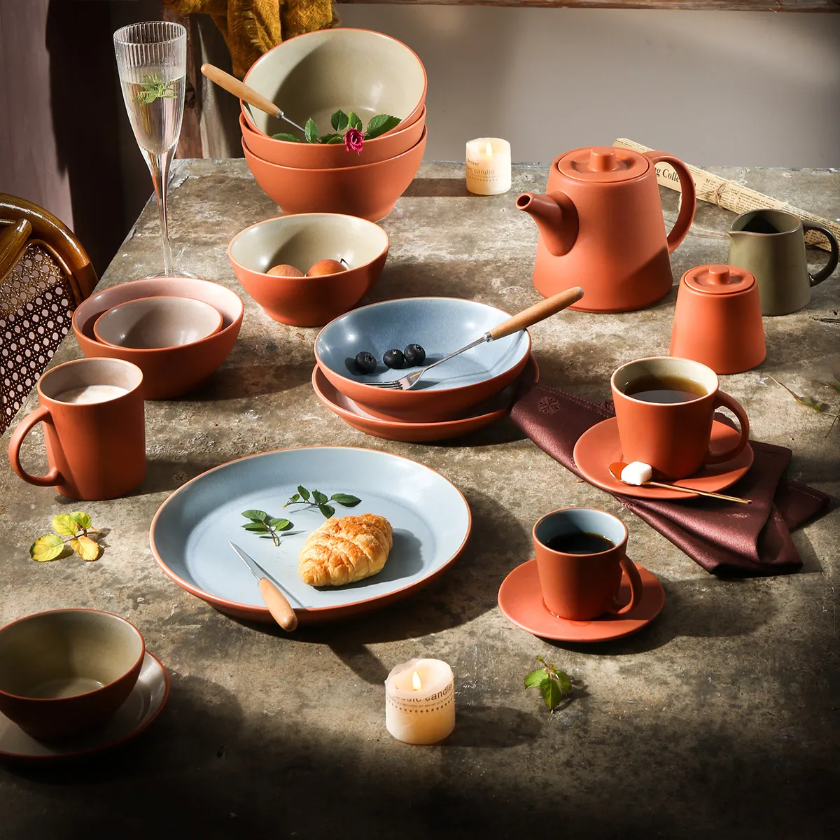 Wholesale Restaurant Dinnerware, Orange Tea Cup Sets Bulk-1