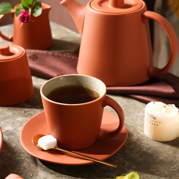 Wholesale Restaurant Dinnerware, Orange Tea Cup Sets Bulk-6