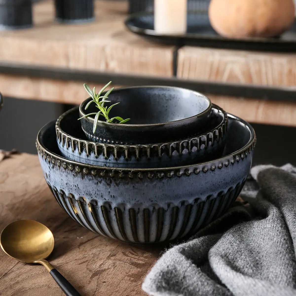 Dark Blue Ceramic Bowls Wholesale, Exquisite Bowls Bulk-1