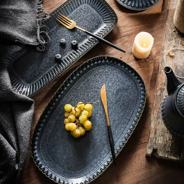 Exquisite Wholesale Serving Dishes, Dark Blue Plates Bulk-2