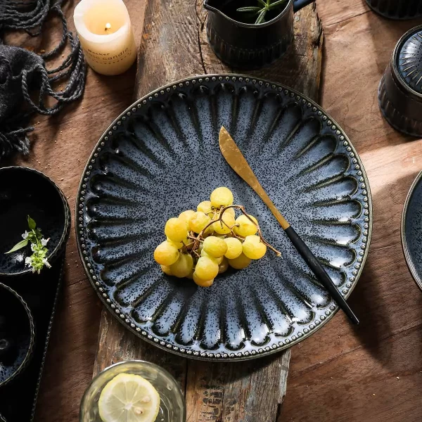 Exquisite Wholesale Serving Dishes, Dark Blue Plates Bulk-4