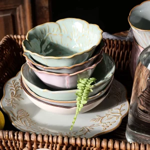 Luxury Bulk Ceramic Bowls, Flower Pattern Soup Bowls Wholesale-2