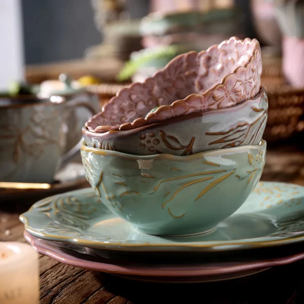 Luxury Bulk Ceramic Bowls, Flower Pattern Soup Bowls Wholesale-3