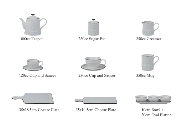 Black Rim Teapots and Cups Wholesale, Ceramic Tea Sets Bulk-3