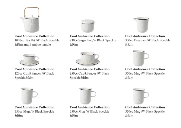 Black Rim White Tea Set Bulk, Wholesale Tea Cups and Saucers-6