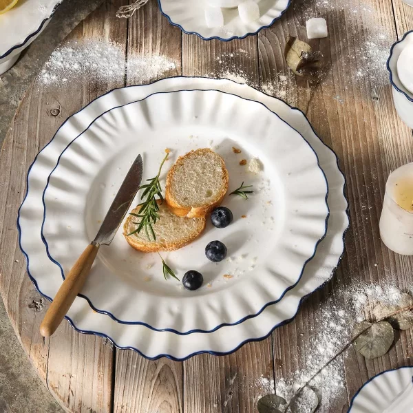 Delicate Wholesale Serving Plates, Wavy Edge Ceramic Plates Bulk-1