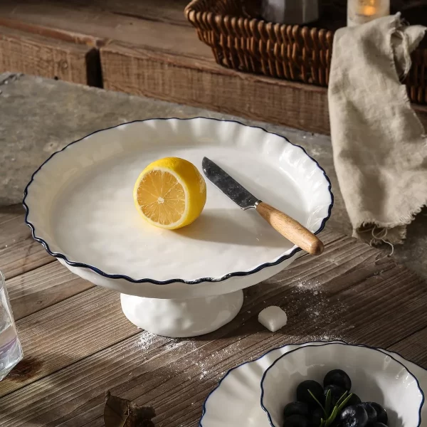 Delicate Wholesale Serving Plates, Wavy Edge Ceramic Plates Bulk-3