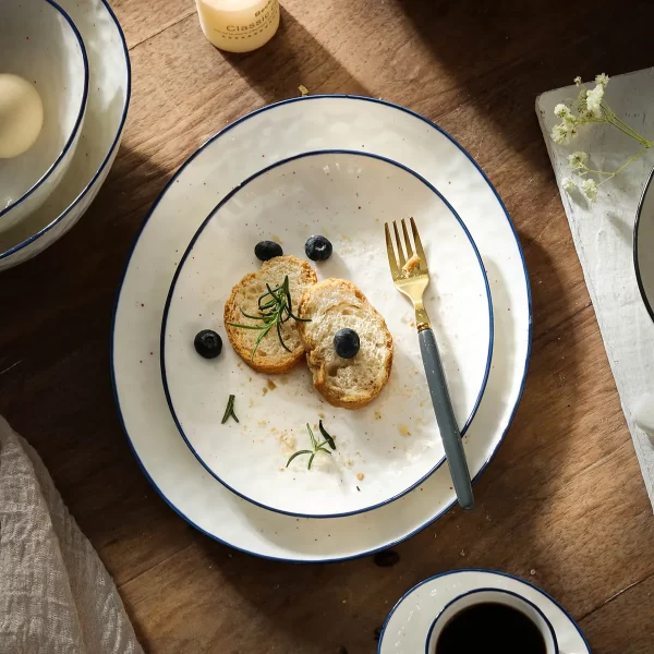 Exquisite Wholesale White Dinner Plates with Stone Texture-1
