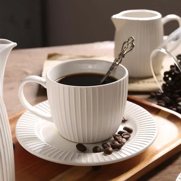 Fine China Bulk Tea Sets, White Tea Cup Saucer, Tea Pot, Creamer-4