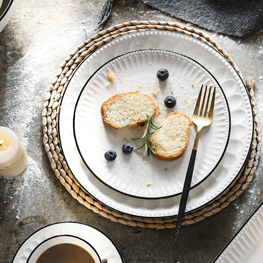 Porcelain Serving Plates Wholesale, Black Rim Plates Bulk-5