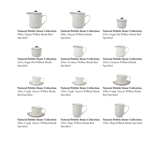 Stone Texture White Coffee Mugs Bulk With Black & Blue Rim-5