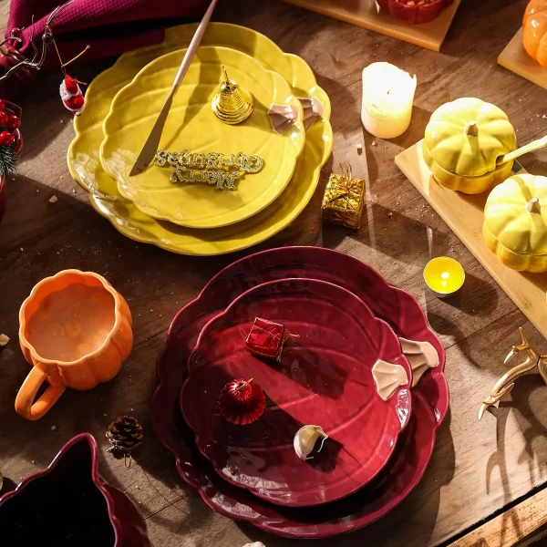 Ceramic Dinner Plates Wholesale, Bright Color Plates Bulk-2