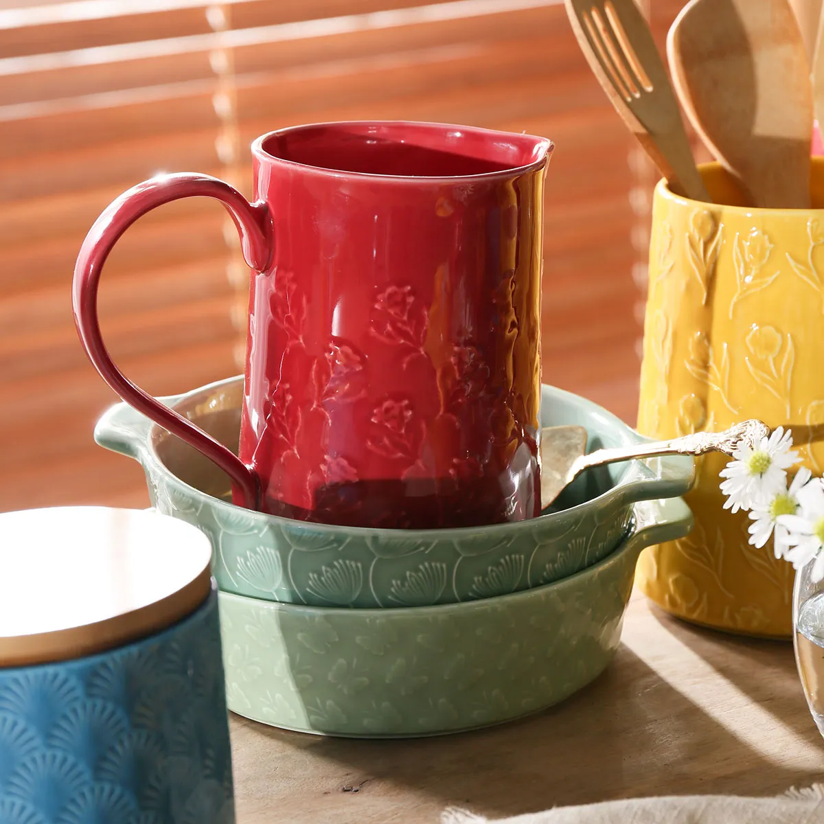 Ceramic Soup Bowls With Handles Bulk With Tactile Texture-1