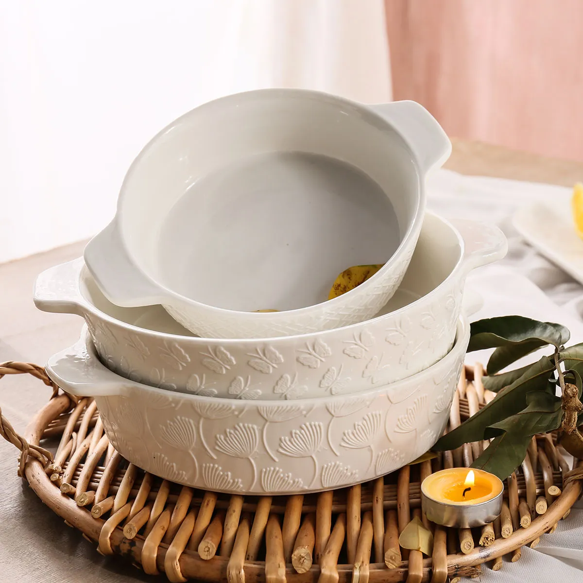Ceramic Soup Bowls With Handles Bulk With Tactile Texture-2