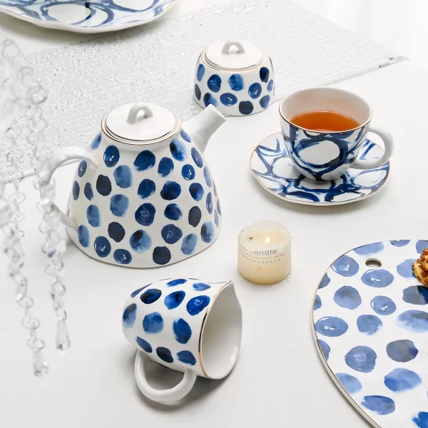 Delicate Asian Tableware Wholesale With Blue Floral Patterns-3