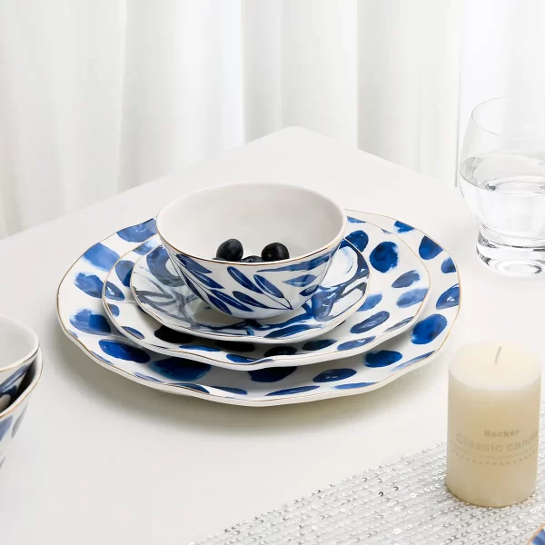 Delicate Asian Tableware Wholesale With Blue Floral Patterns-4