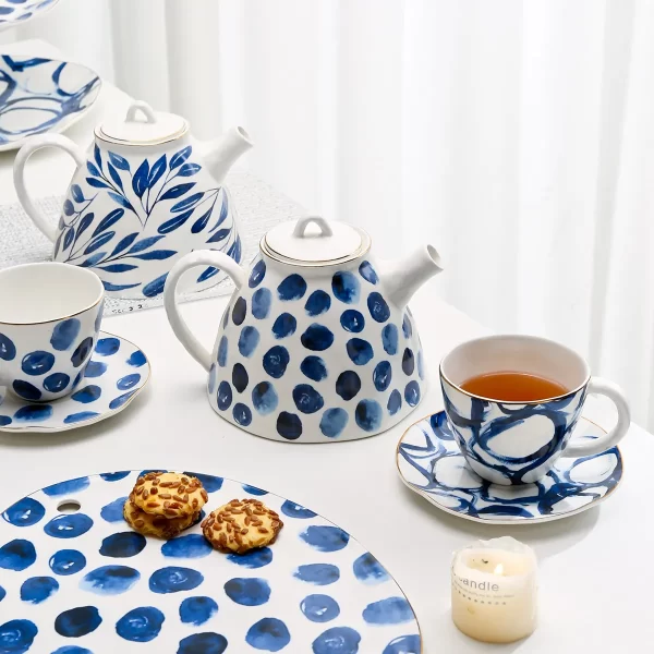 Delicate Asian Tableware Wholesale With Blue Floral Patterns-7