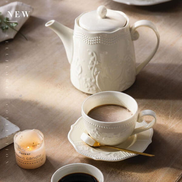 Embossed Ceramic Tea Cup Sets In Bulk, Wholesale Teaware-1