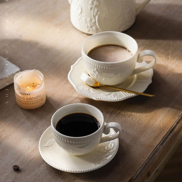 Embossed Ceramic Tea Cup Sets In Bulk, Wholesale Teaware-2