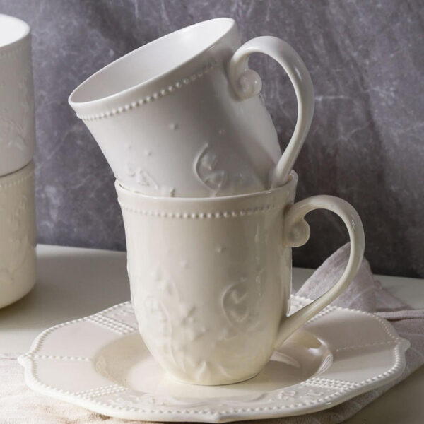 Embossed Ceramic Tea Cup Sets In Bulk, Wholesale Teaware-3