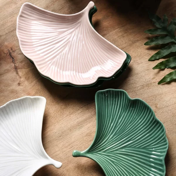 Leaf Shape Ceramic Plates Bulk, Natural Vibe Serving Plates-2