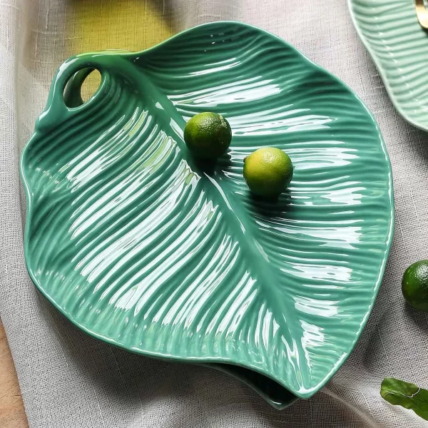 Leaf Shape Ceramic Plates Bulk, Natural Vibe Serving Plates-4