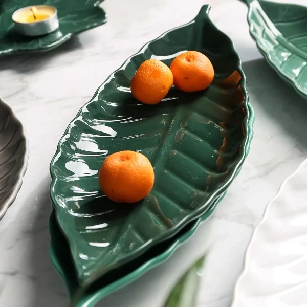 Leaf Shape Ceramic Plates Bulk, Natural Vibe Serving Plates-6
