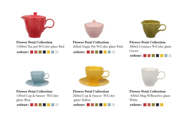 Petal Pattern Bulk Tea Cups and Saucers, Tea Pots Wholesale-4