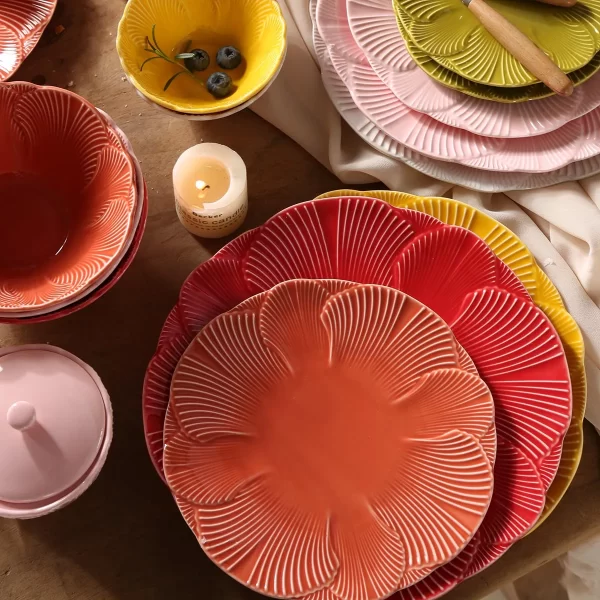 Petal Shape Ceramic Plates In Bulk, Serving Plates Wholesale-2