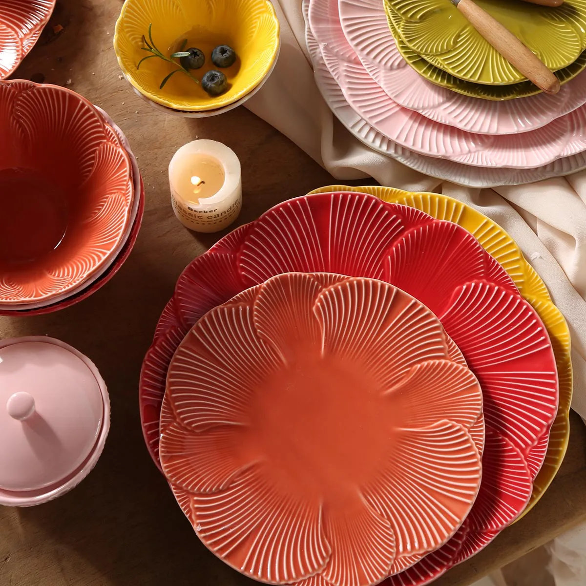 Petal Shape Ceramic Plates In Bulk, Serving Plates Wholesale-2