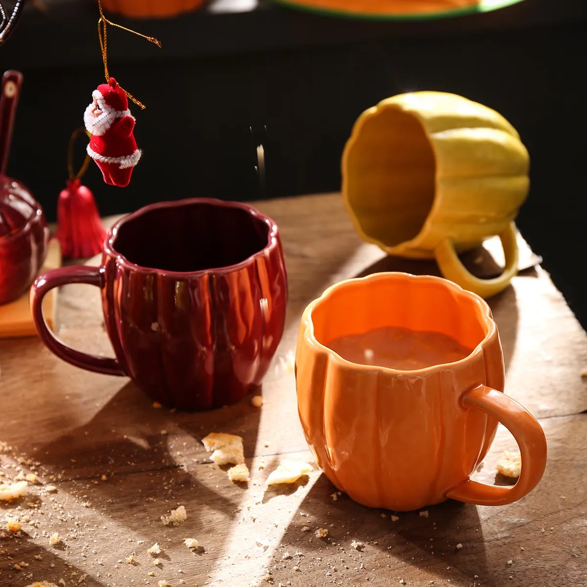 Pumpkin Shape Ceramic Mugs Wholesale, Tea Coffee Cups In Bulk-2