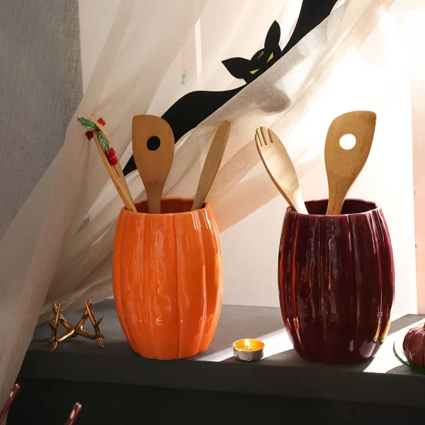 Pumpkin Shape Ceramic Mugs Wholesale, Tea Coffee Cups In Bulk-4