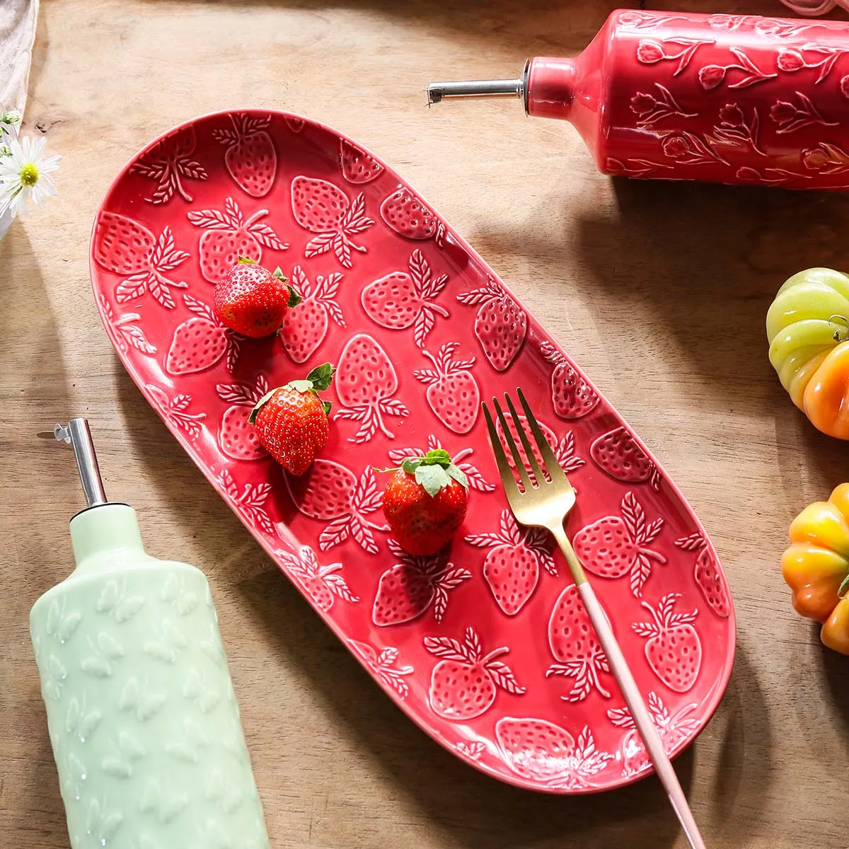 Raised Pattern Bulk Serving Plates, Wholesale Oval Plates-1