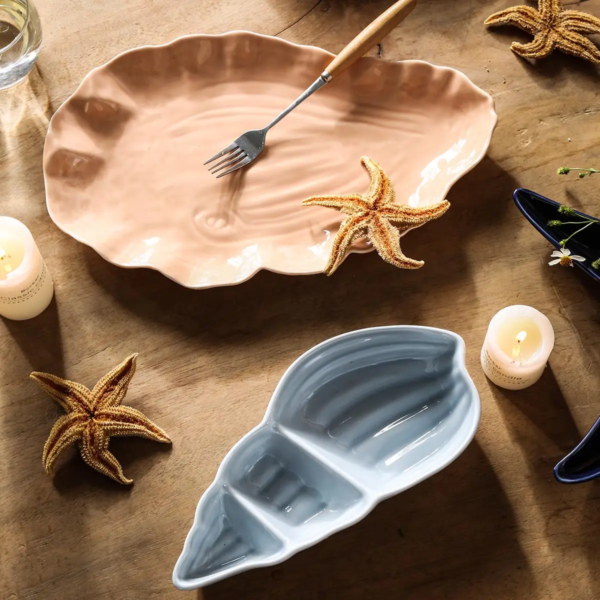 Restaurant Dinner Plates Wholesale, Seashell Shape Plates Bulk-2