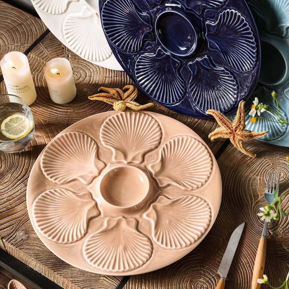 Restaurant Dinner Plates Wholesale, Seashell Shape Plates Bulk-4