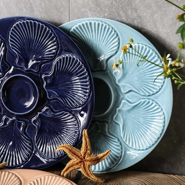 Restaurant Dinner Plates Wholesale, Seashell Shape Plates Bulk-5