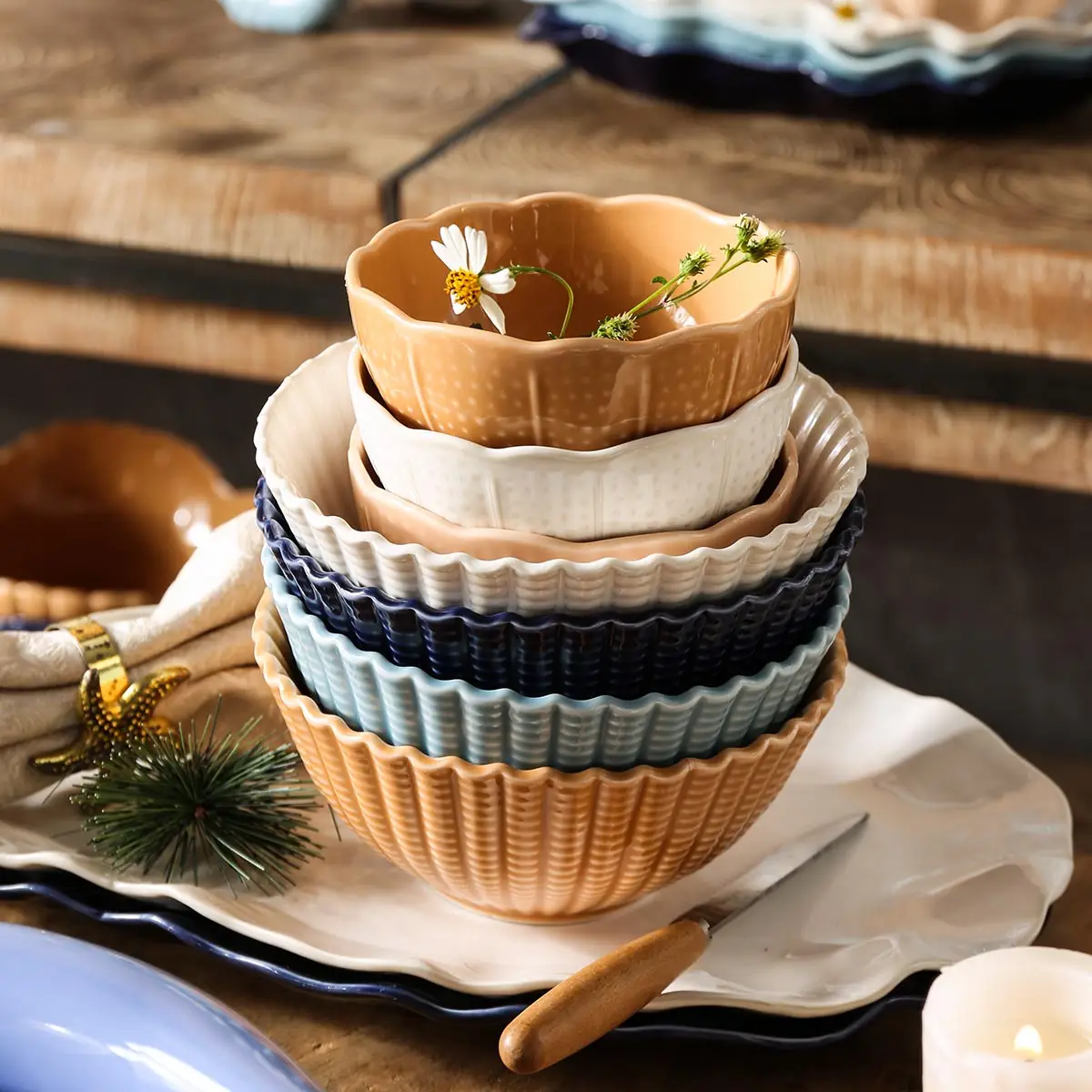 Seashell Shape Ceramic Bowls In Bulk, Custom Soup Bowls-2