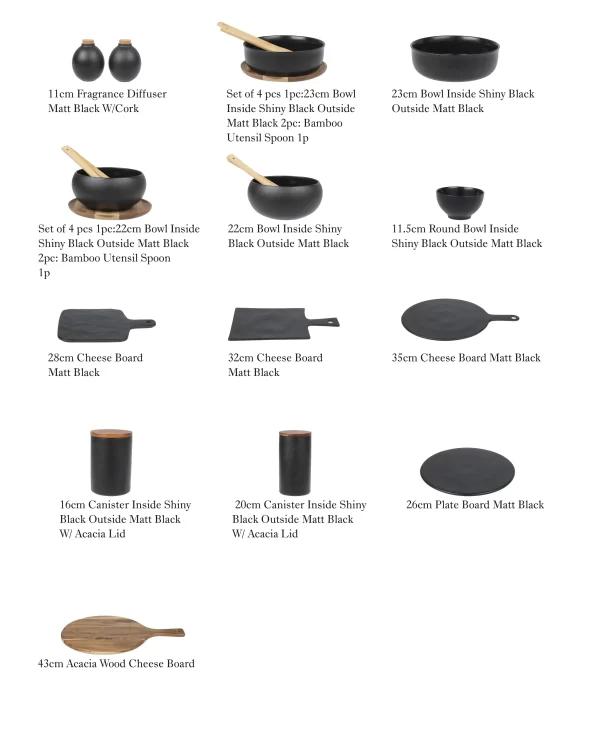 Wholesale Ceramic Dip Bowls, Black Snack Serving Bowl Sets-5