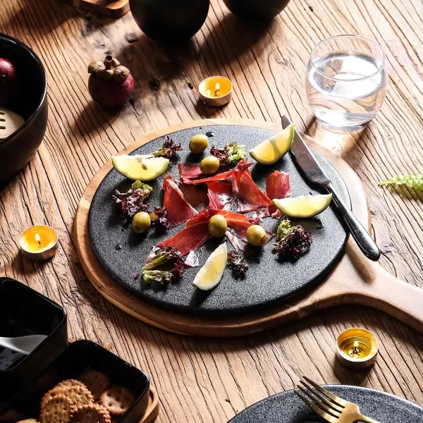 Wholesale Cheese Boards, Fancy Black Ceramic Serving Plates-3