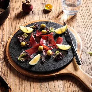 Wholesale Cheese Boards, Fancy Black Ceramic Serving Plates-4